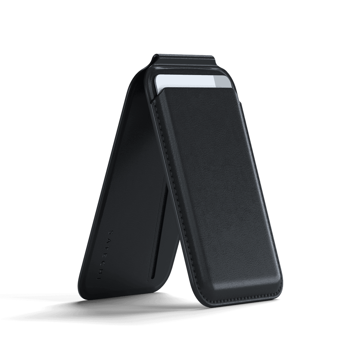 Vegan-Leather Magnetic Wallet Stand